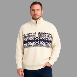 IZOD Sweater Men's XL Winter Heavyweight Fair Isle Heritage Cottagecore Preppy